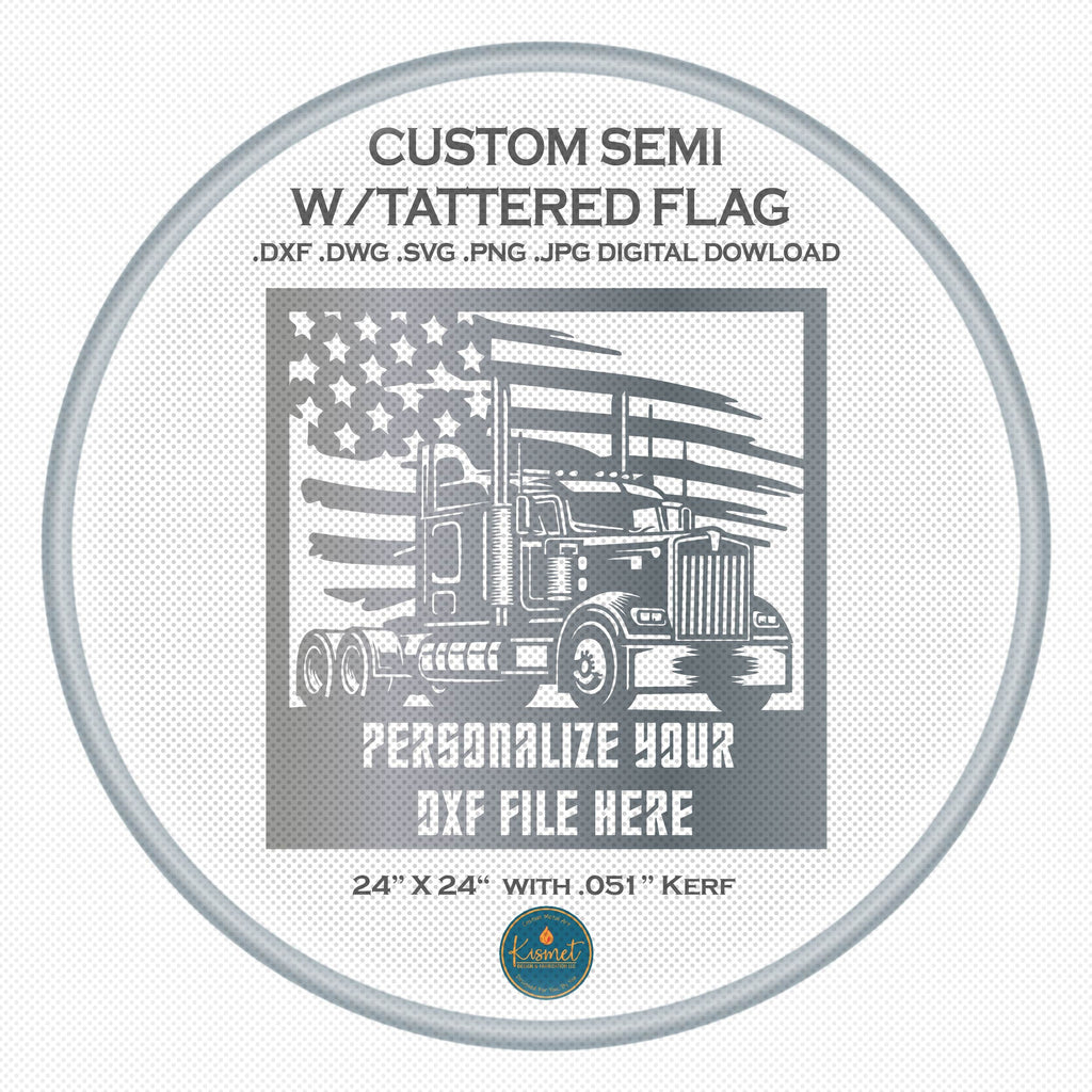 Semi Truck Tattered Flag Panel DXF/SVG design preview with file details (photo 4)
