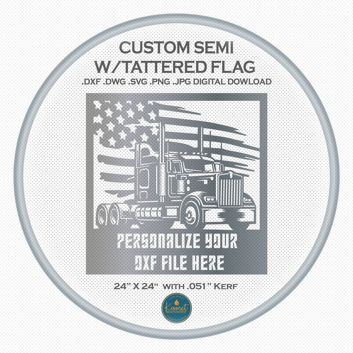 Semi Truck Tattered Flag Panel DXF/SVG design preview with file details (photo 4)