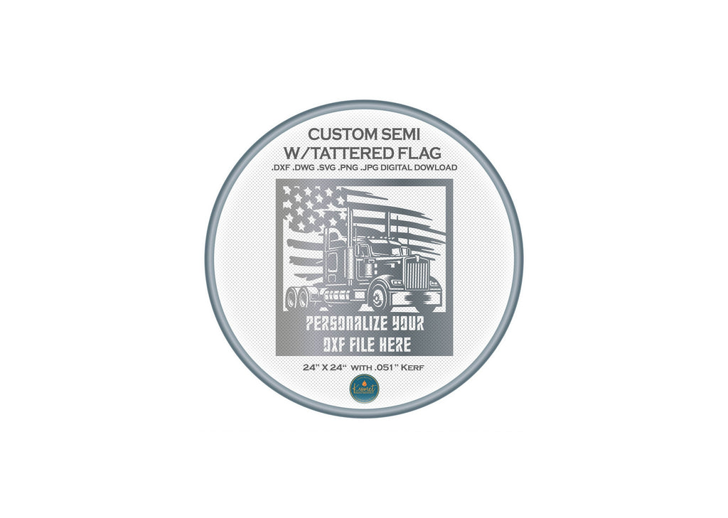 Semi Truck Tattered Flag Panel DXF/SVG design preview with file details