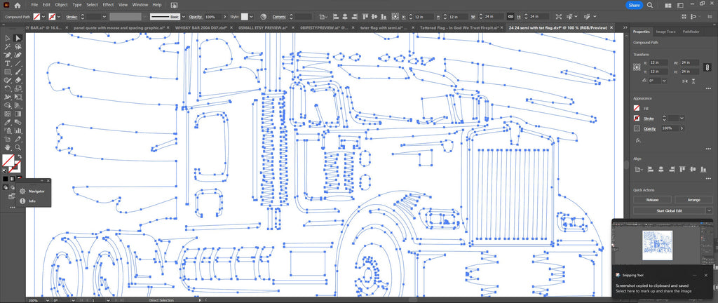 Semi Truck Tattered Flag Panel vector paths in design software (photo 8)