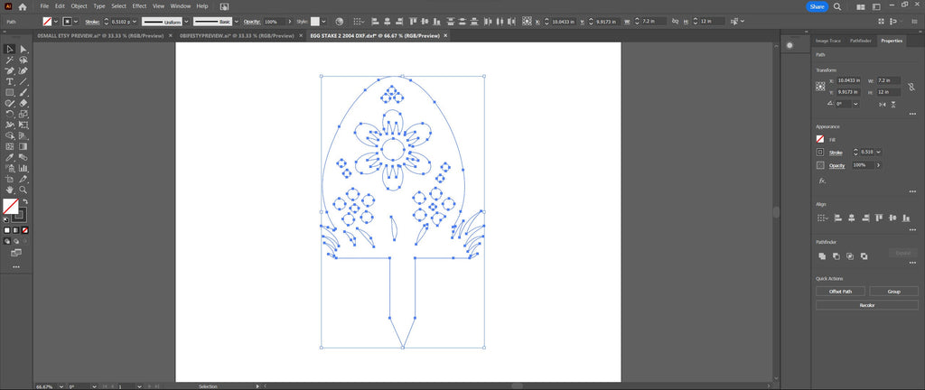 Big Flower Easter Egg Yard Stake vector paths in design software (photo 5)