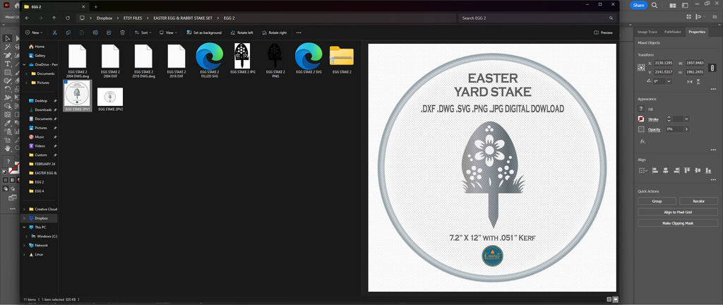 Big Flower Easter Egg Yard Stake vector paths in design software