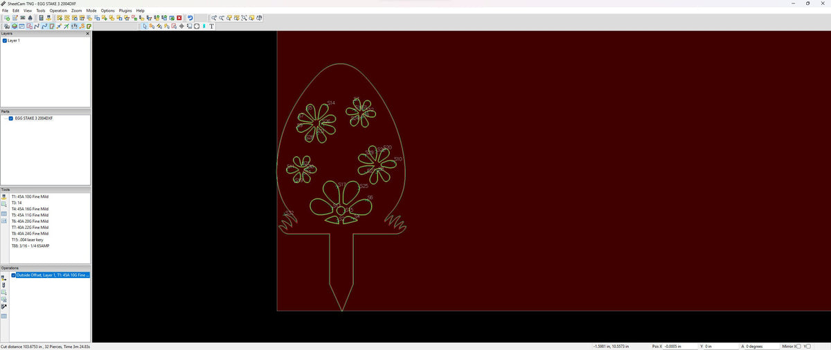 Daisy Easter Egg Yard Stake vector paths in design software (photo 6)
