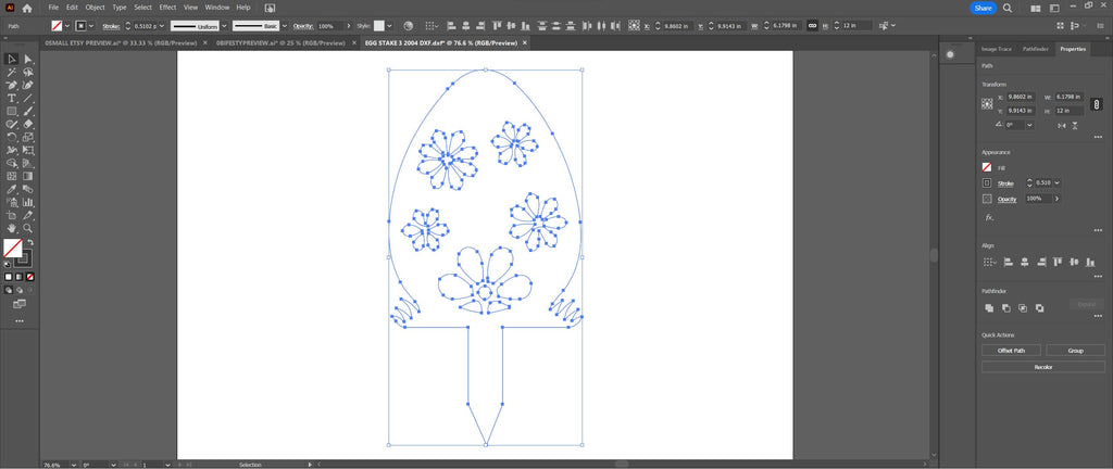 Daisy Easter Egg Yard Stake vector paths in design software (photo 8)