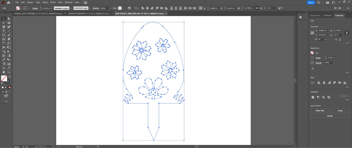 Daisy Easter Egg Yard Stake vector paths in design software (photo 8)