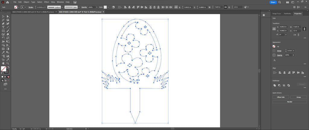 Five-Petal Easter Egg Yard Stake vector paths in design software (photo 7)