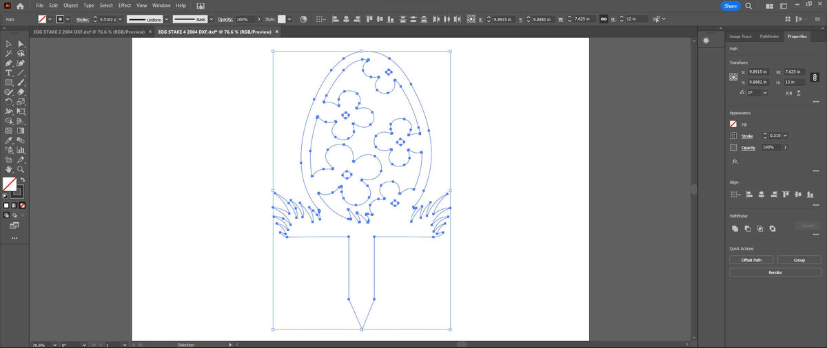 Five-Petal Easter Egg Yard Stake vector paths in design software (photo 7)