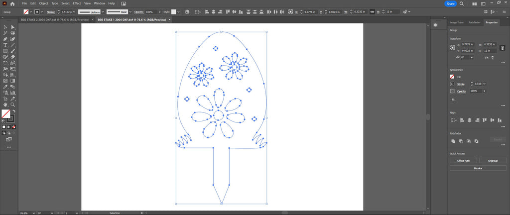 Five-Petal Easter Egg Yard Stake vector paths in design software (photo 8)