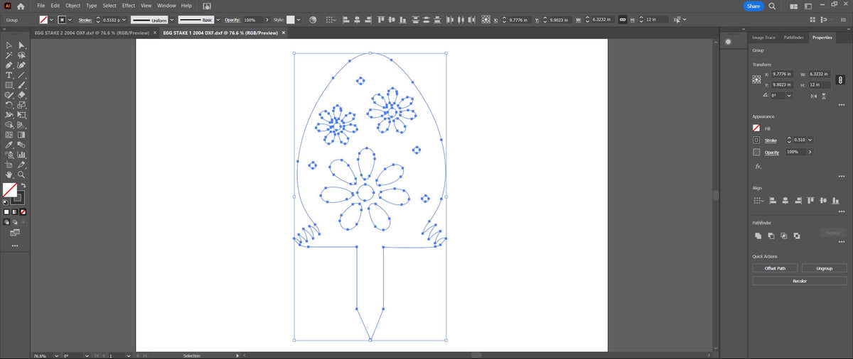 Five-Petal Easter Egg Yard Stake vector paths in design software (photo 8)