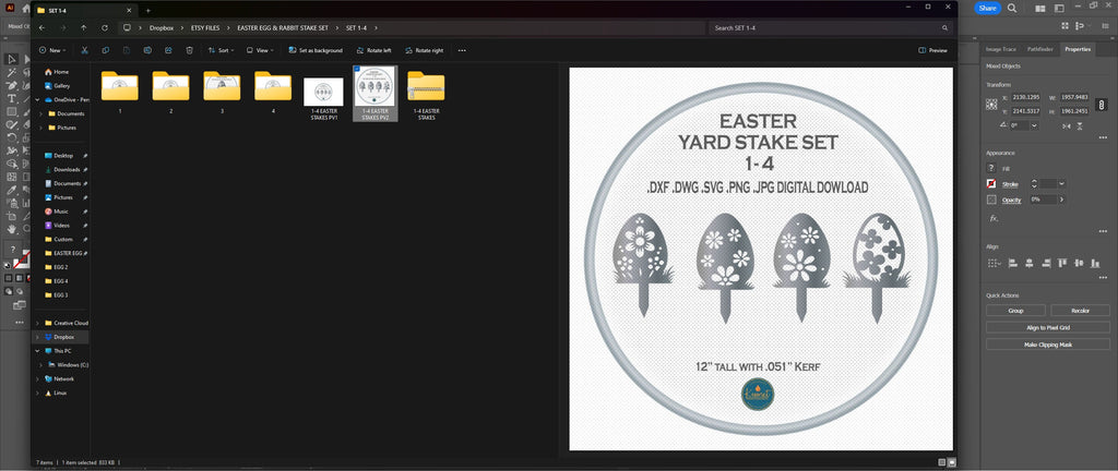 Daisy Easter Egg Yard Stakes, Set of 4 vector paths in design software