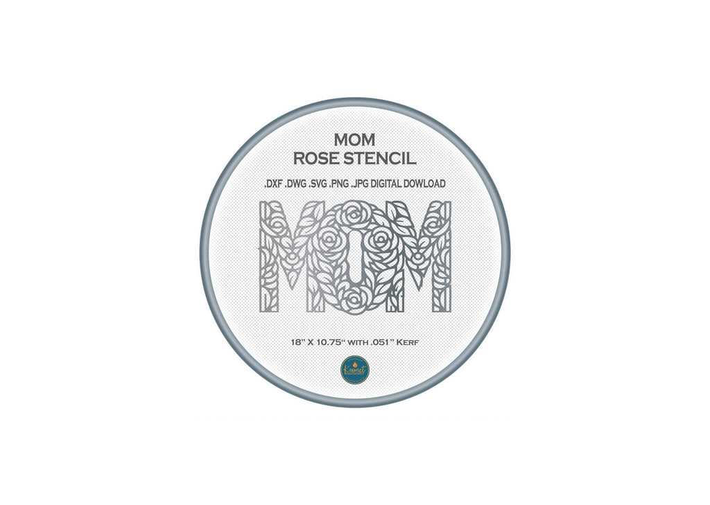 Floral MOM Rose Stencil DXF/SVG design preview with file details