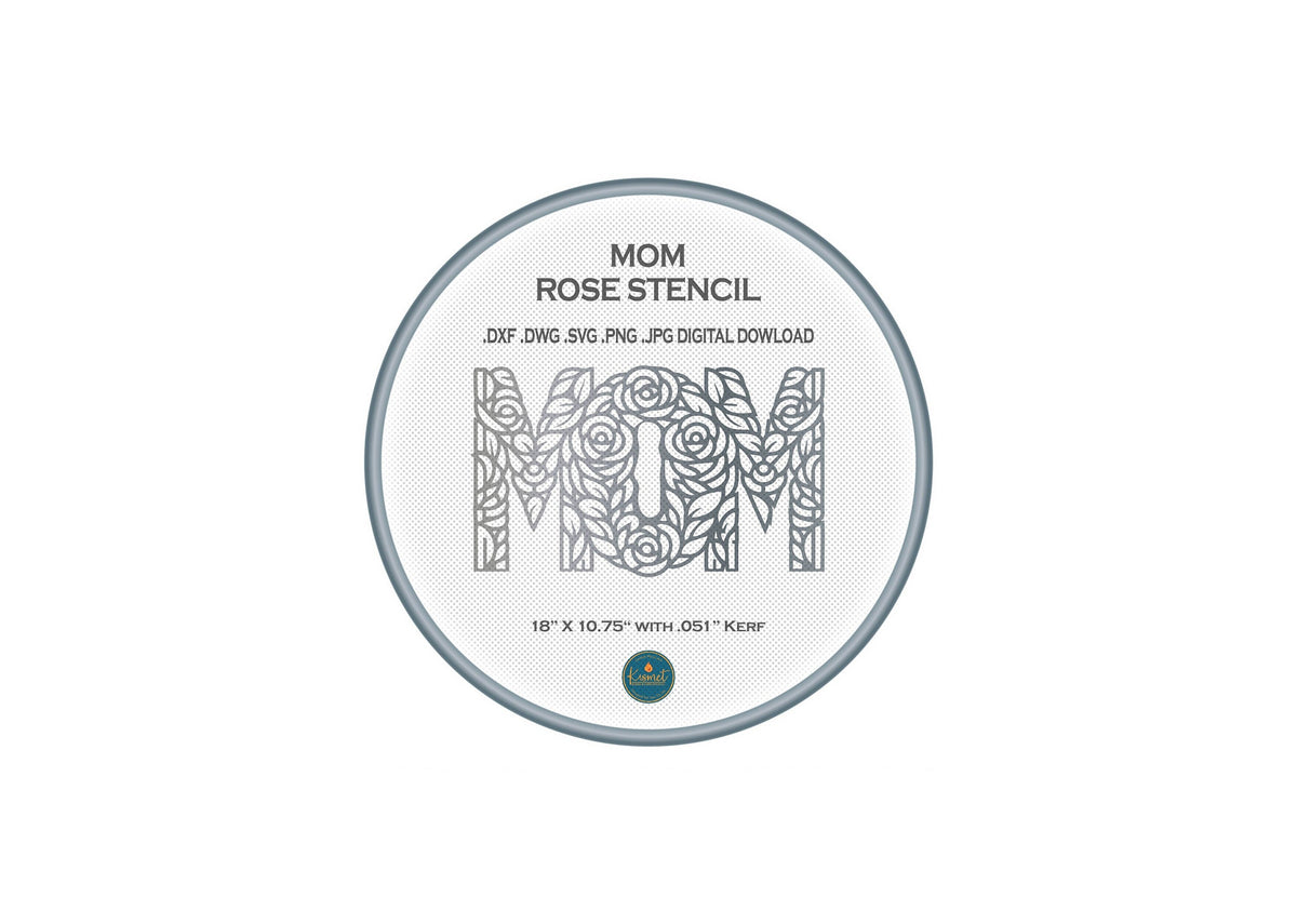 Floral MOM Rose Stencil DXF/SVG design preview with file details