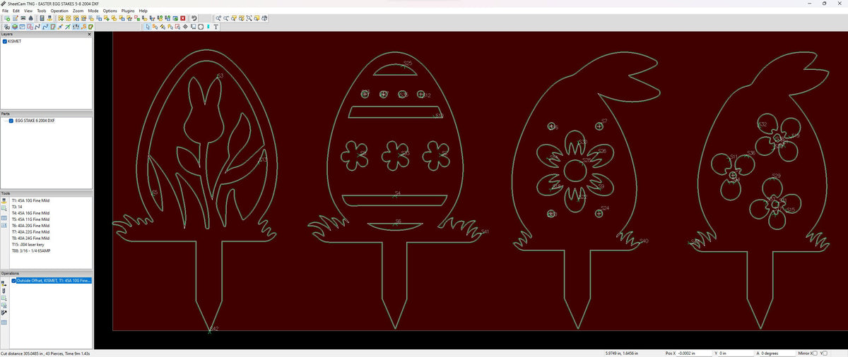 Tulip Easter Egg Yard Stakes, Set of 4 vector paths in design software (photo 4)