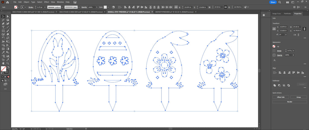 Tulip Easter Egg Yard Stakes, Set of 4 vector paths in design software (photo 7)
