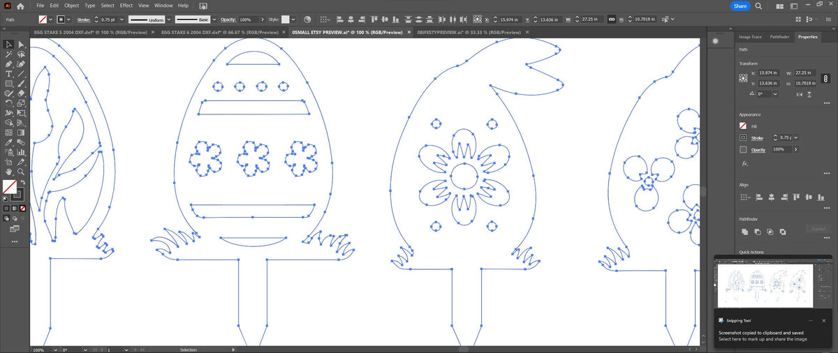 Tulip Easter Egg Yard Stakes, Set of 4 vector paths in design software (photo 8)