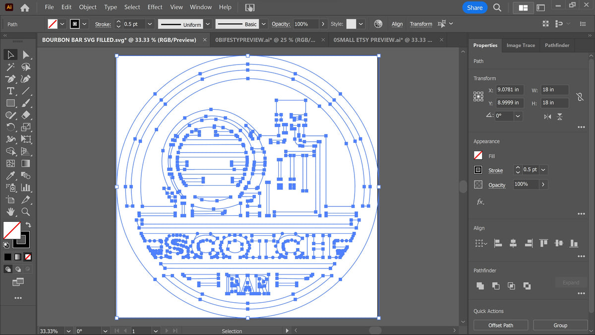 Scotch Bar Sign vector paths in design software (photo 4)
