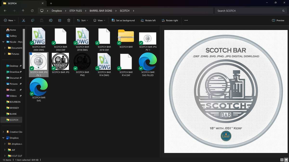 Scotch Bar Sign vector paths in design software