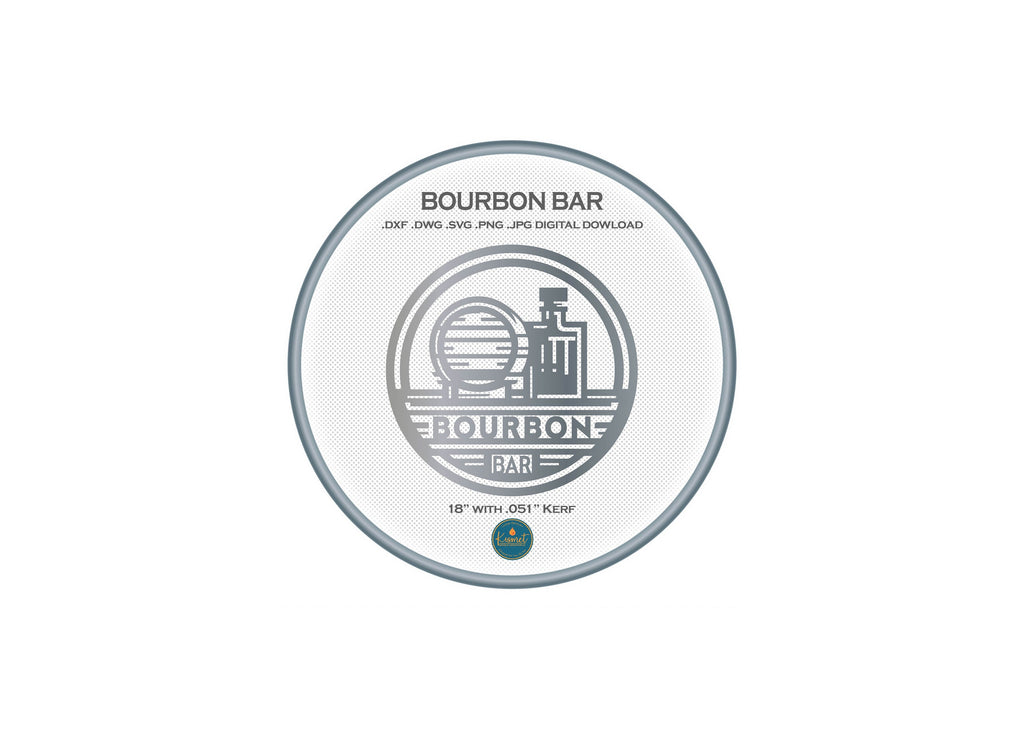 Bourbon Bar Round Banner Sign DXF/SVG design preview with file details