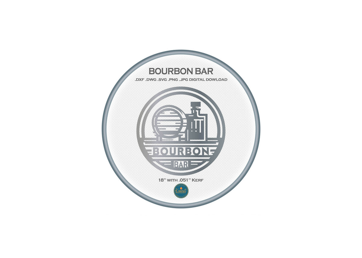 Bourbon Bar Round Banner Sign DXF/SVG design preview with file details