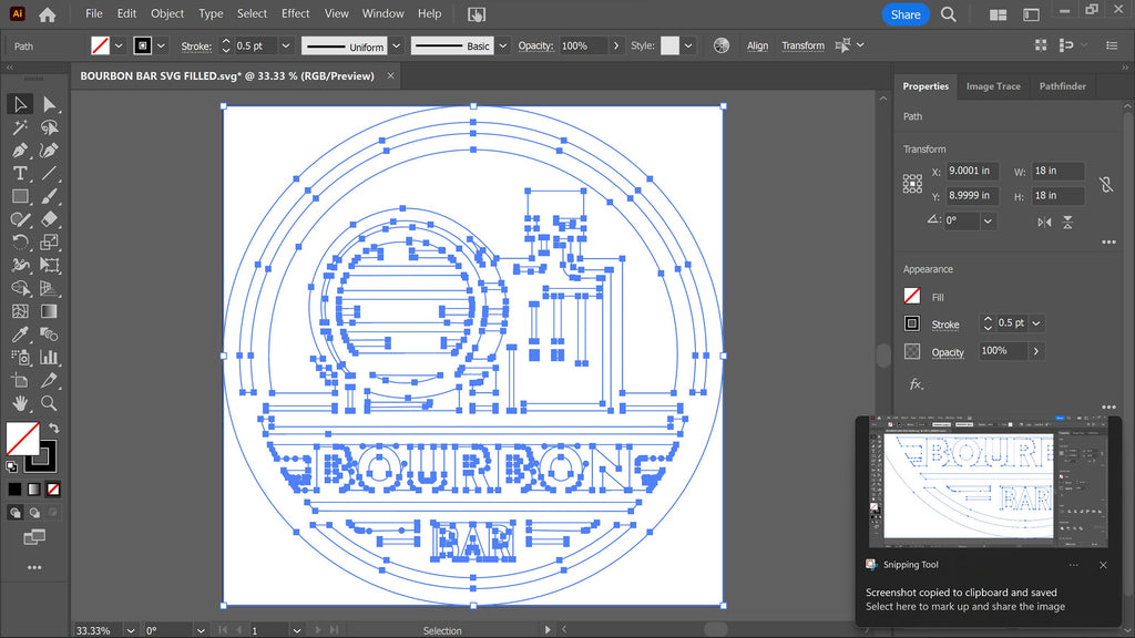Bourbon Bar Round Banner Sign vector paths in design software (photo 9)