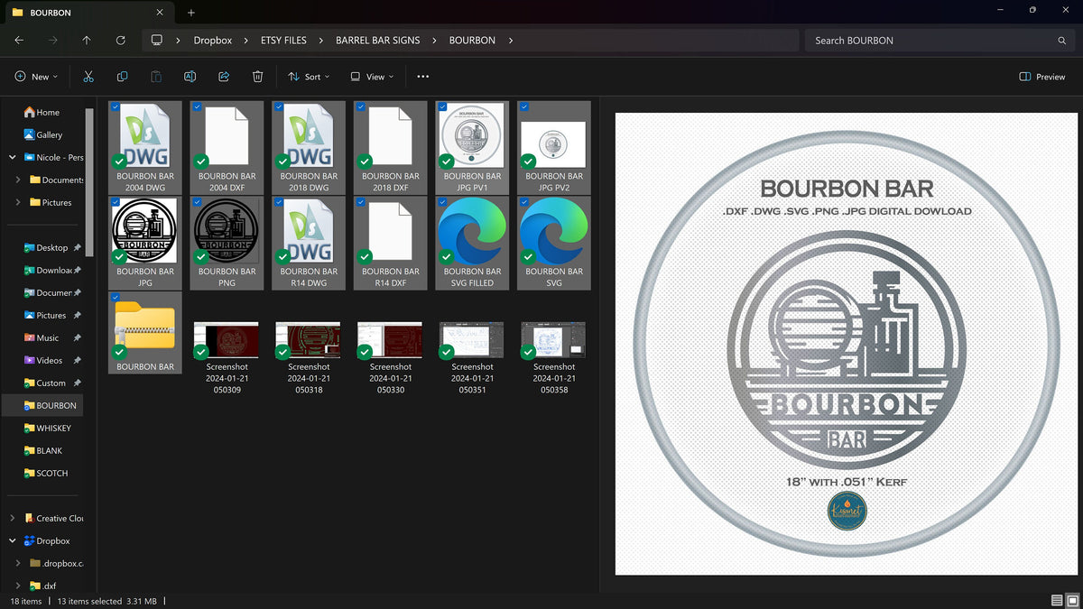 Bourbon Bar Round Banner Sign vector paths in design software (photo 5)