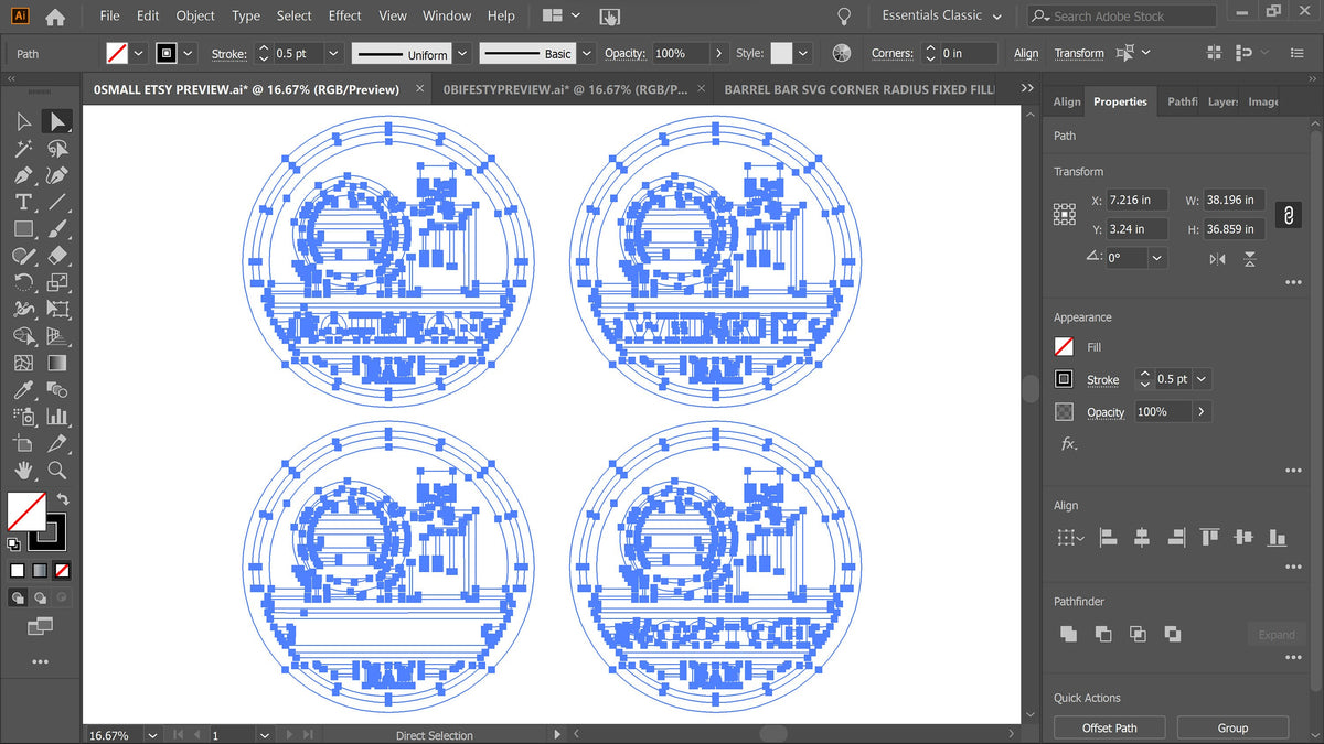 Bourbon Scotch Whiskey Bar Sign Bundle vector paths in design software (photo 5)