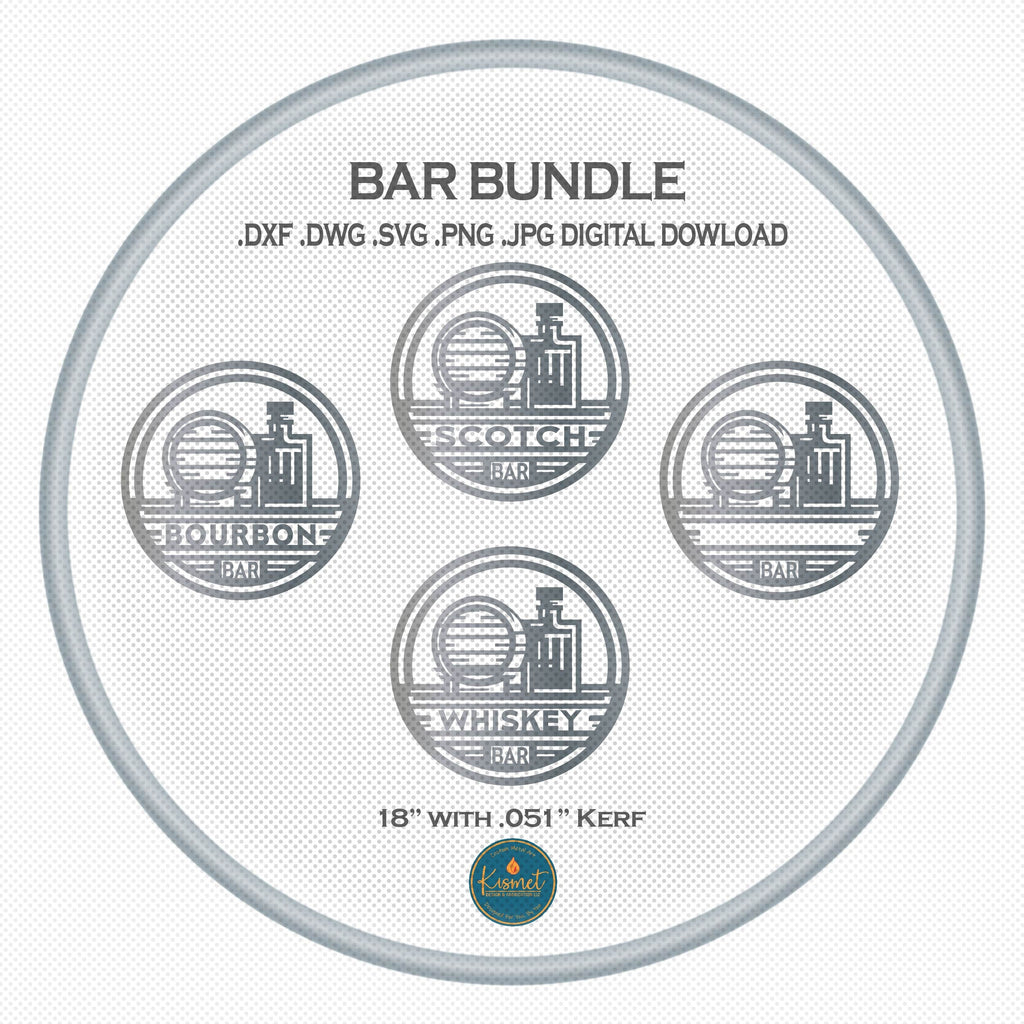 Bourbon Scotch Whiskey Bar Sign Bundle DXF/SVG design preview with file details (photo 3)