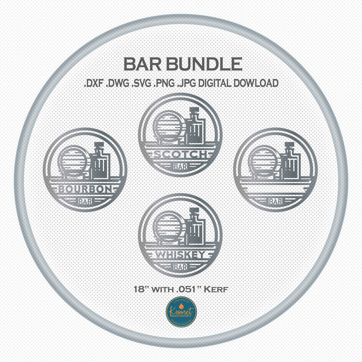 Bourbon Scotch Whiskey Bar Sign Bundle DXF/SVG design preview with file details (photo 3)