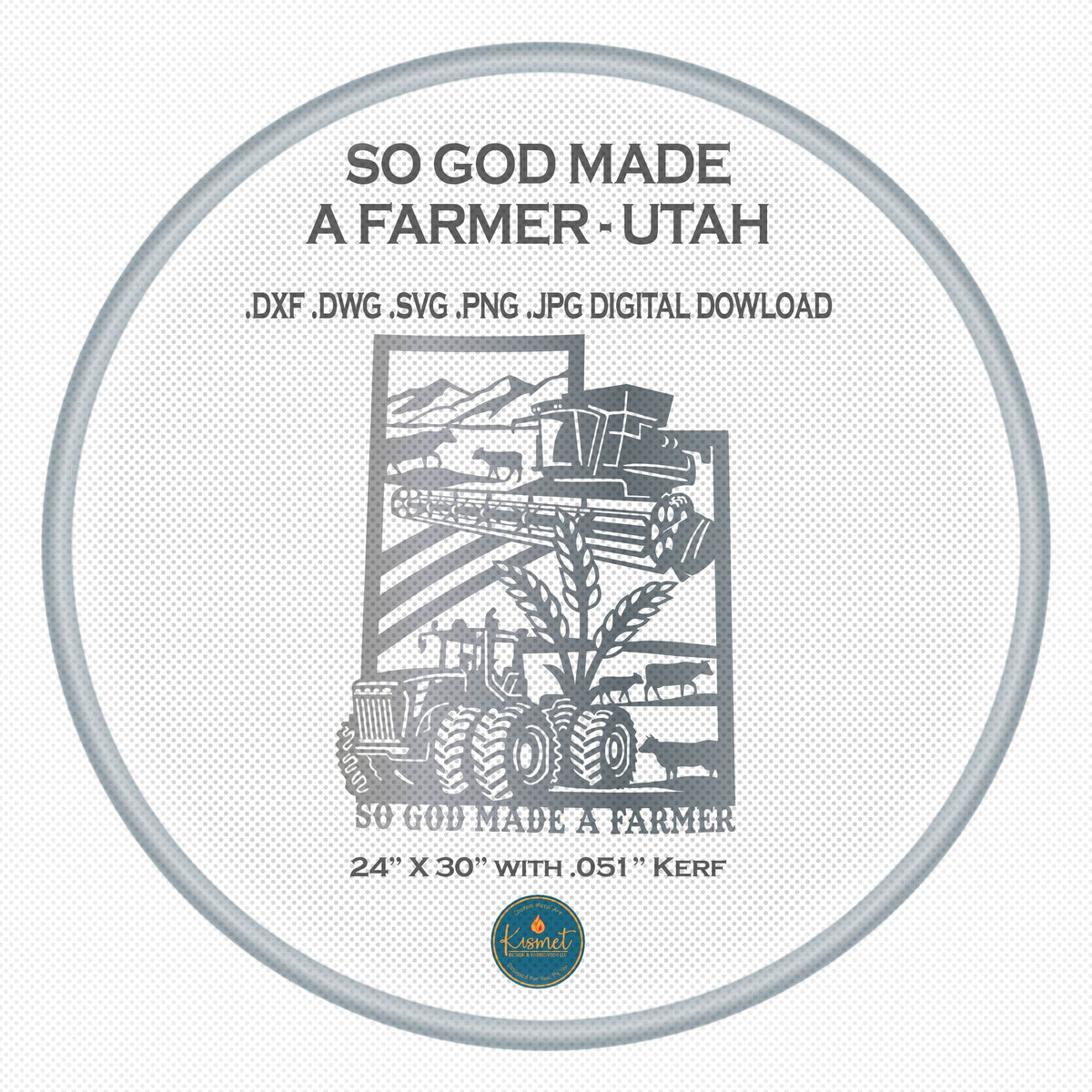 Utah So God Made a Farmer Sign DXF/SVG design preview with file details (photo 2)