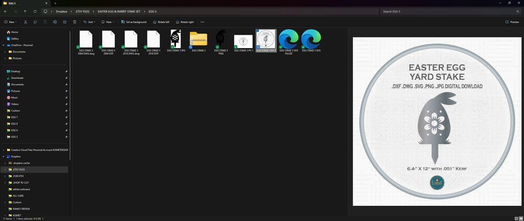 Single Flower Easter Egg Yard Stake vector paths in design software (photo 8)