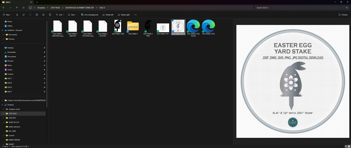 Single Flower Easter Egg Yard Stake vector paths in design software (photo 8)