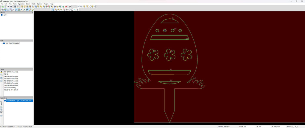Striped Floral Easter Egg Yard Stake vector paths in design software (photo 4)