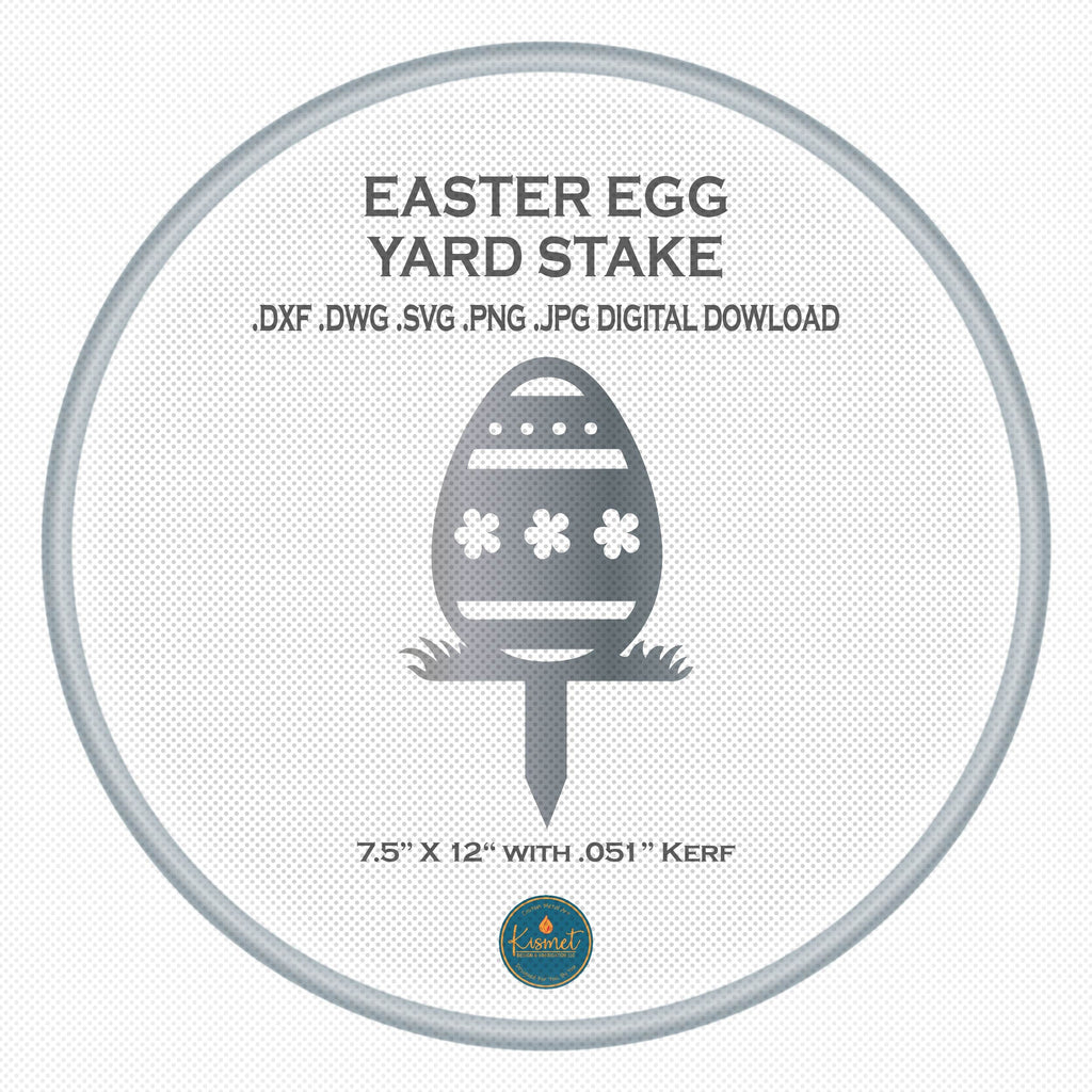 Striped Floral Easter Egg Yard Stake DXF/SVG design preview with file details (photo 2)