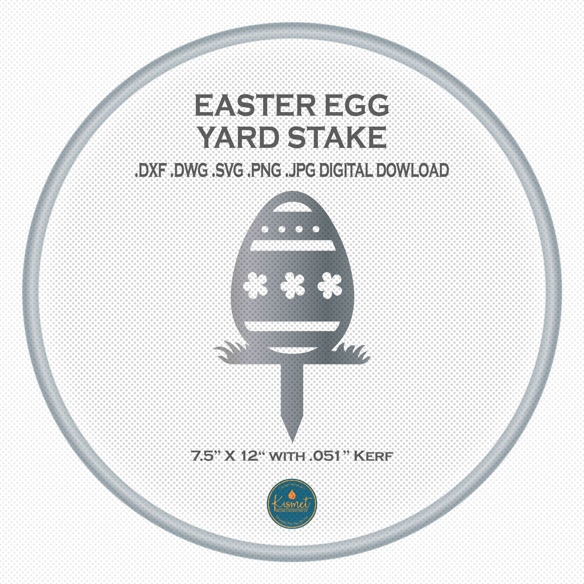 Striped Floral Easter Egg Yard Stake DXF/SVG design preview with file details (photo 2)