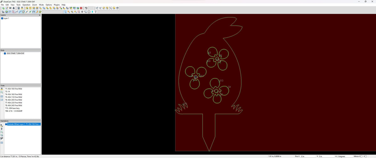Three Flower Easter Egg Yard Stake vector paths in design software (photo 4)