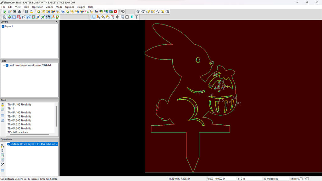 Easter Bunny Basket Yard Stake vector paths in design software (photo 7)