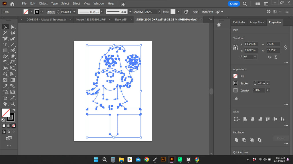 Flower Holding Gnome Garden Stake vector paths in design software (photo 6)