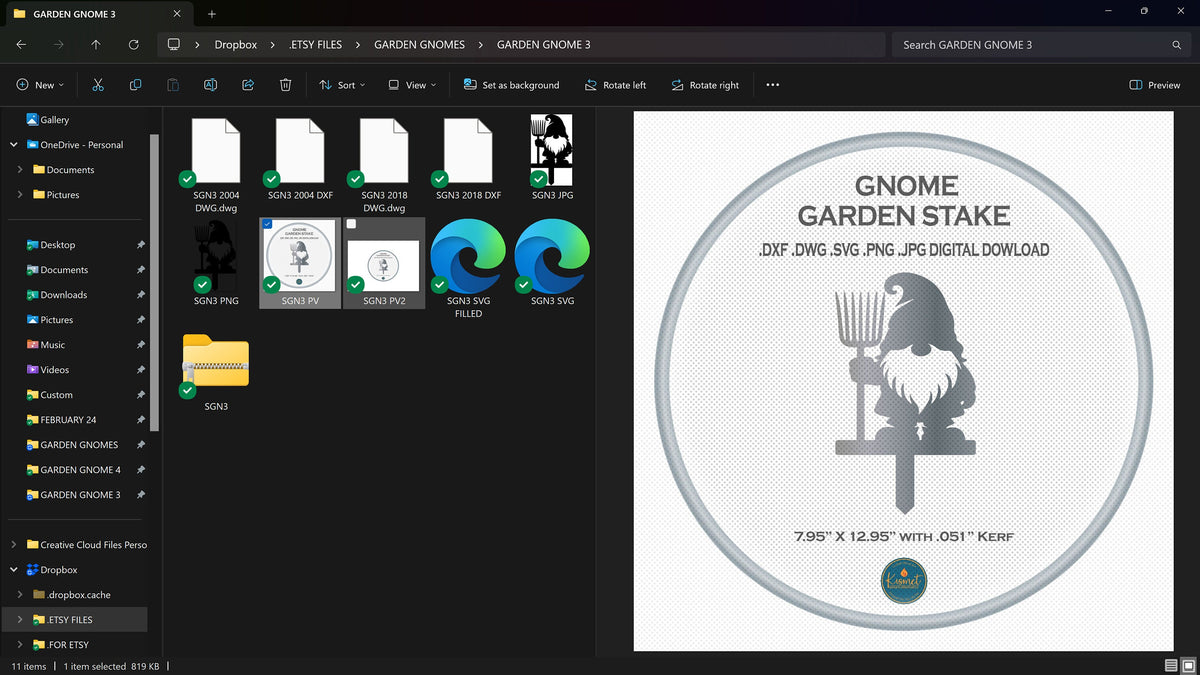 Pitchfork Gnome Garden Stake vector paths in design software
