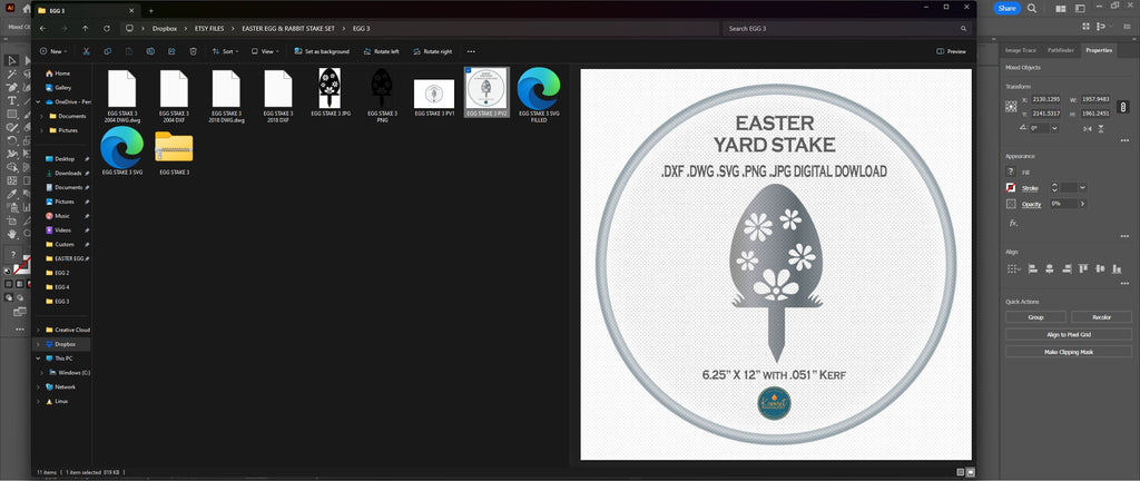 Daisy Easter Egg Yard Stake vector paths in design software