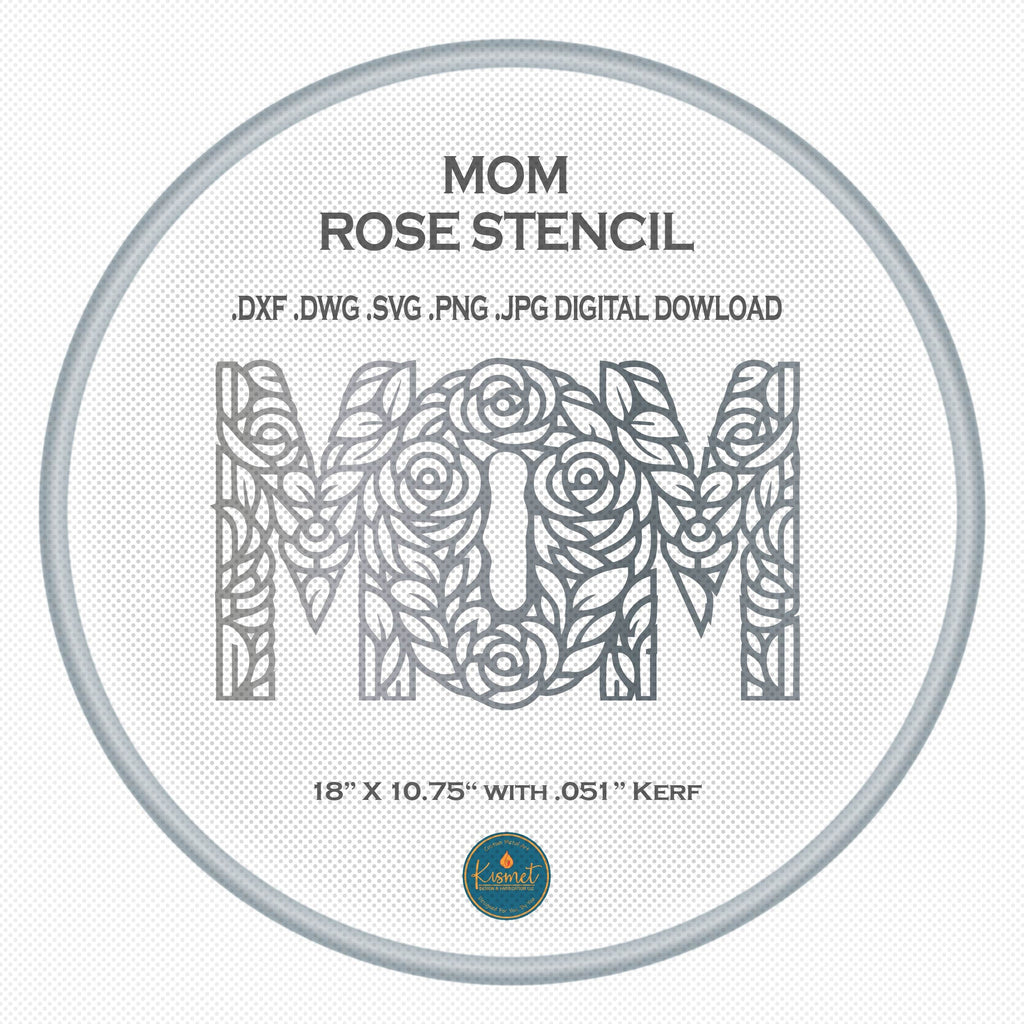 Floral MOM Rose Stencil DXF/SVG design preview with file details (photo 2)