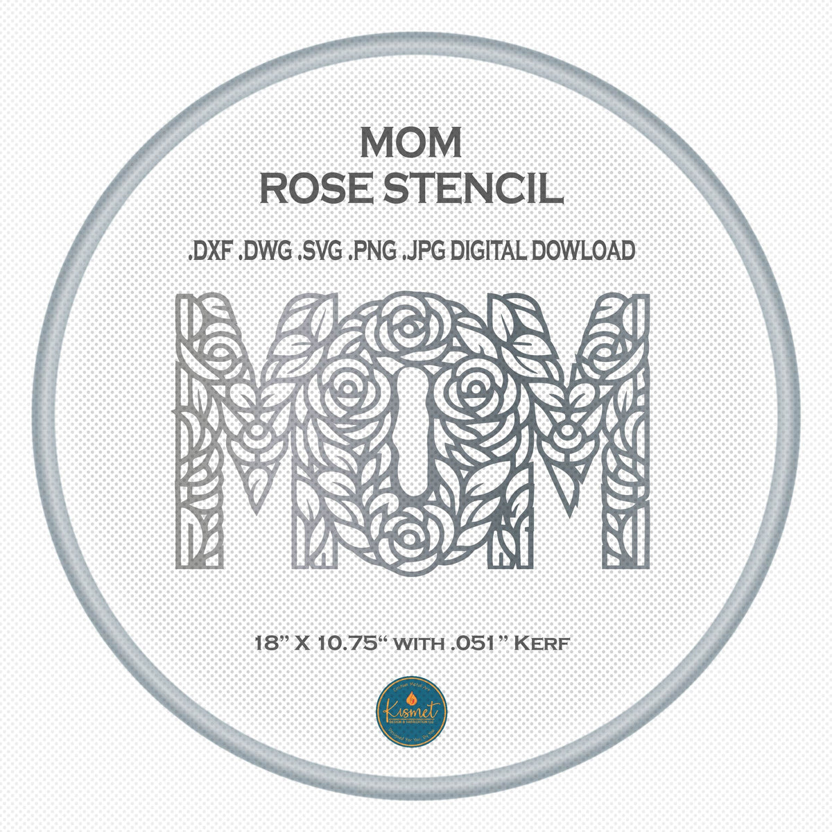 Floral MOM Rose Stencil DXF/SVG design preview with file details (photo 2)