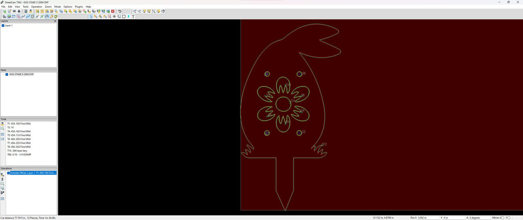 Single Flower Easter Egg Yard Stake vector paths in design software