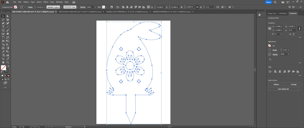 Single Flower Easter Egg Yard Stake vector paths in design software (photo 6)