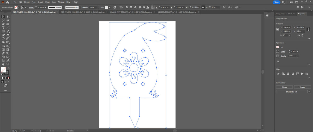 Single Flower Easter Egg Yard Stake vector paths in design software (photo 6)