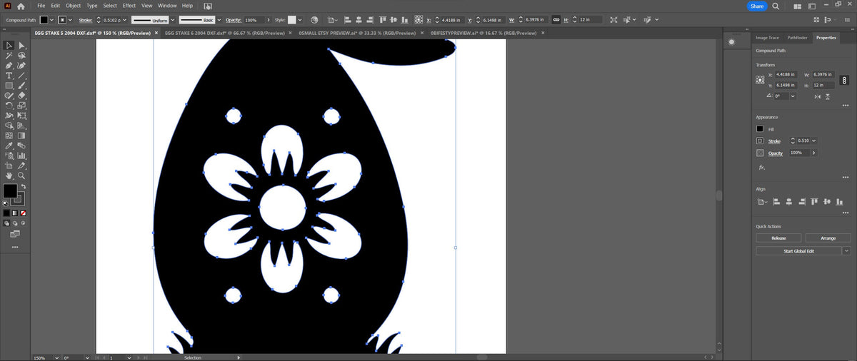 Single Flower Easter Egg Yard Stake vector paths in design software (photo 7)