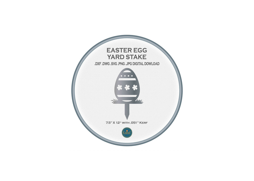 Striped Floral Easter Egg Yard Stake DXF/SVG design preview with file details