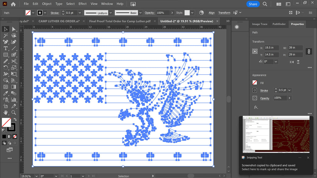 American Flag Eagle Railing Panel vector paths in design software (photo 8)