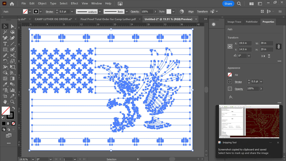 American Flag Eagle Railing Panel vector paths in design software (photo 8)