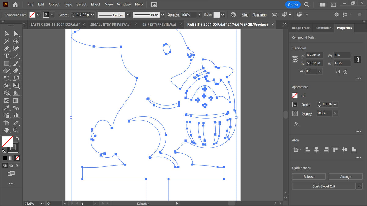 Easter Bunny Basket Yard Stake vector paths in design software (photo 4)