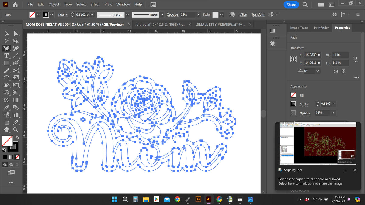 Mom with Climbing Rose Branches vector paths in design software (photo 5)